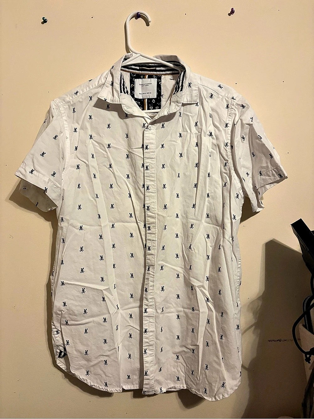 Denim & Flower Short Sleeve Shirt Printed Size Medium Like